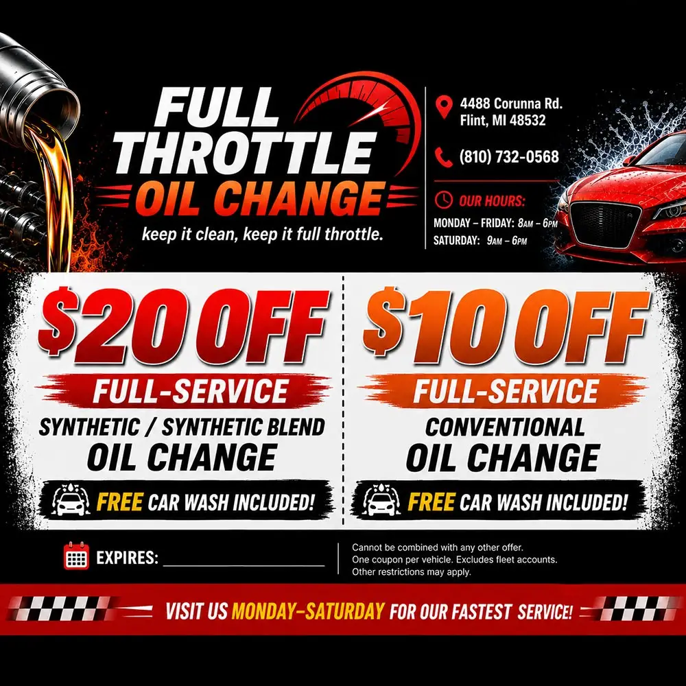 Full Throttle Oil Change Coupons